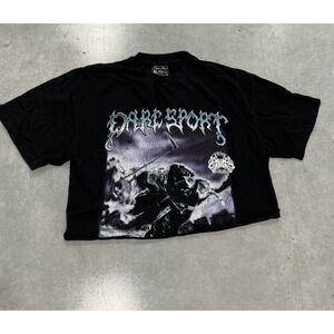 Dark Sport Wolves Club Grim Reaper Tee L‎ Black Cropped Cut Off Graphic Shirt